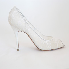 White Lace Sandal by Monique Lhuillier