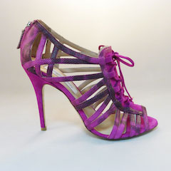 Purple Suede & Leather Piton Sandal by Monqie Lhuillier